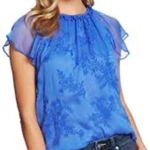 CECE Havana Fiesta Blouse Chiffon Embroidered Top